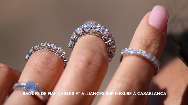 Engagement ring and diamond wedding bands Lyon