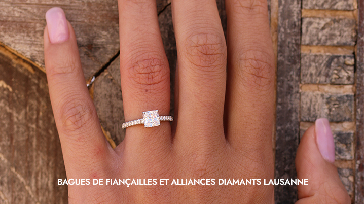 Engagement ring and diamond wedding bands Lausanne