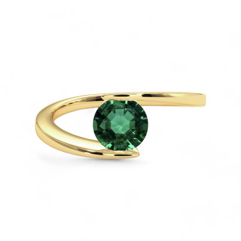 Solitaire ring Eternal – 18K goud en natuurlijke smaragd