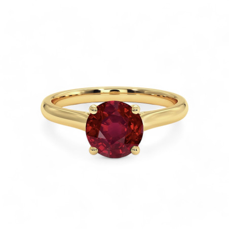 Bague Solitaire Rond Promesse rubis naturel