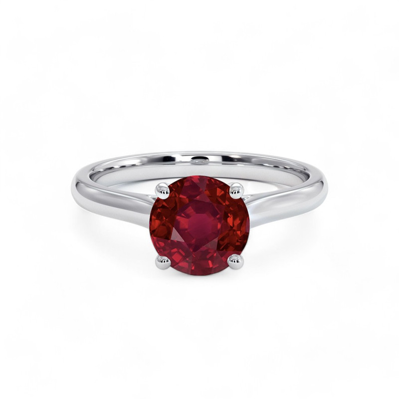 Solitaire Ring Rond Promesse natuurlijke robijn