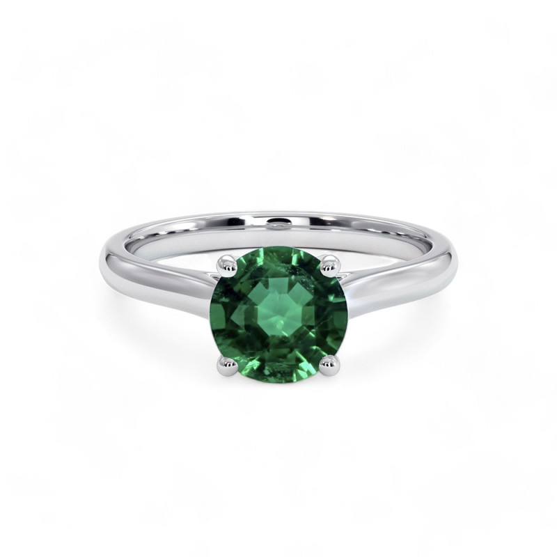 Anillo Solitaire Redondo Promesse Esmeralda natural
