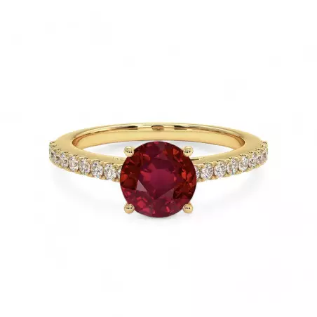 Solitaire Rond Elle rubí natural
