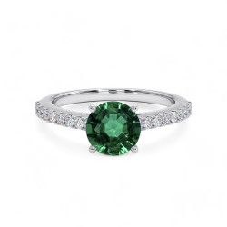 خاتم سوليتير "Elle" دائري بزمرّد طبيعي – خواتم الأحجار الكريمة