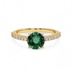 خاتم سوليتير "Elle" دائري بزمرّد طبيعي – خواتم الأحجار الكريمة