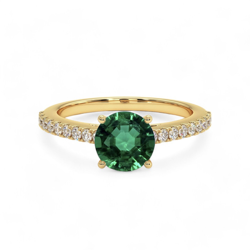 خاتم سوليتير "Elle" دائري بزمرّد طبيعي – خواتم الأحجار الكريمة
