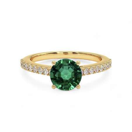 خاتم سوليتير "Elle" دائري بزمرّد طبيعي