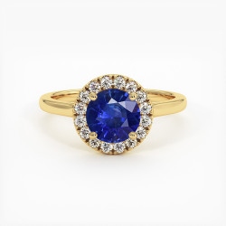 Destin&eacute;e Solit&auml;r mit nat&uuml;rlichem blauem Saphir &ndash; 18K Gold