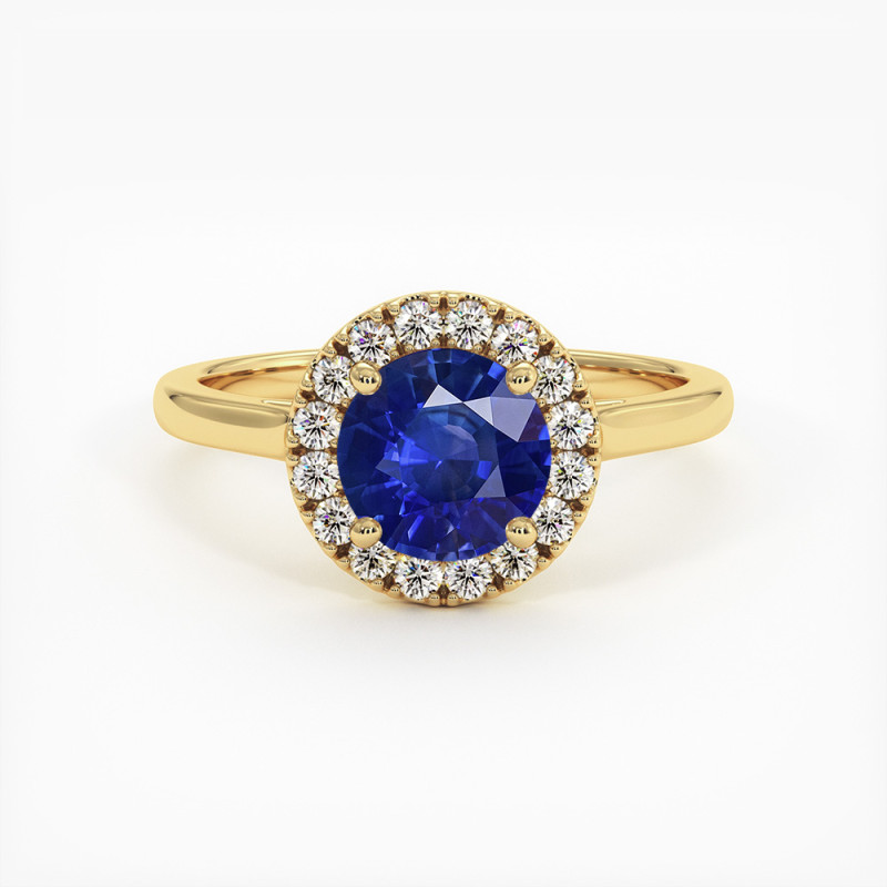 Destin&eacute;e Solit&auml;r mit nat&uuml;rlichem blauem Saphir &ndash; 18K Gold