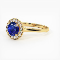 Destin&eacute;e Solit&auml;r mit nat&uuml;rlichem blauem Saphir &ndash; 18K Gold