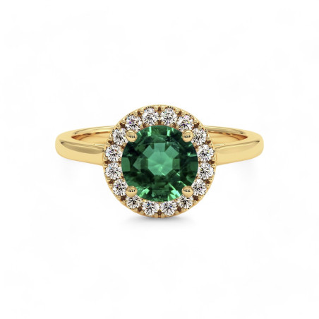 Smaragd-Solit&auml;r mit nat&uuml;rlichen Diamanten Destin&eacute;e aus 18K Gold