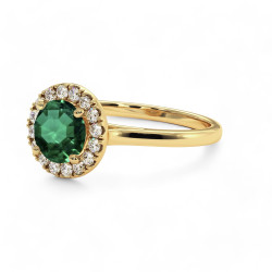 Destin&eacute;e Solit&auml;r-Ring &ndash; 18K Gold & nat&uuml;rlicher Smaragd
