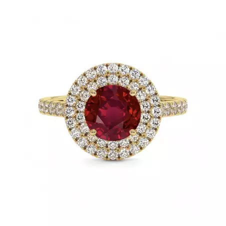 Round Double Halo Solitaire Ma Vie Natural Ruby