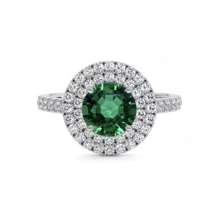 Solitaire Rond Dubbele Halo Ma Vie met natuurlijke Smaragd
