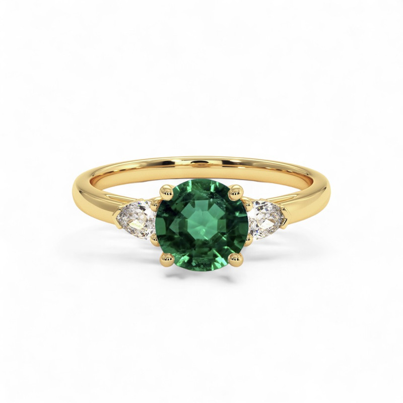 Celinni خاتم سوليتير نينا مع إيميرالد طبيعي – سوليتير