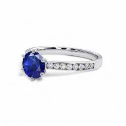 Solitaire Saphir bleu naturel Mon Tr&eacute;sor - Or 18K et diamant