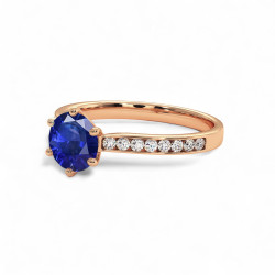 Solitaire Saphir bleu naturel Mon Tr&eacute;sor - Or 18K et diamant
