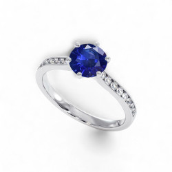 Solitaire Saphir bleu naturel Mon Tr&eacute;sor - Or 18K et diamant