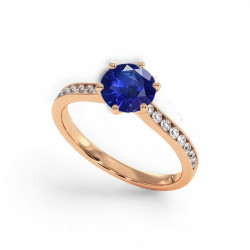 Solitaire Saphir bleu naturel Mon Tr&eacute;sor - Or 18K et diamant