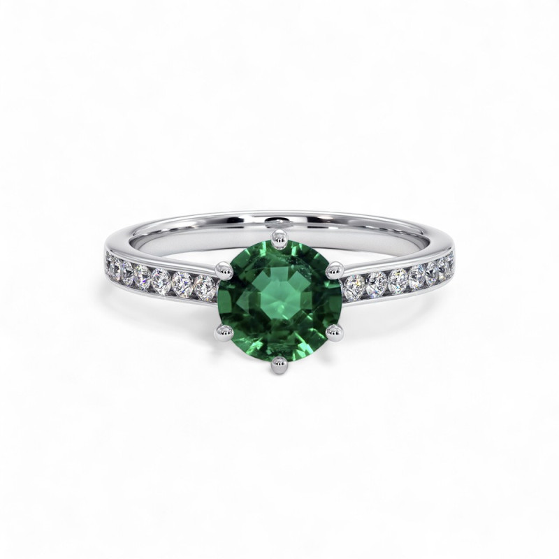Solitaire &Eacute;meraude Mon Tr&eacute;sor - Or 18K et Diamants naturels