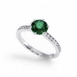 Solitaire &Eacute;meraude Mon Tr&eacute;sor - Or 18K et Diamants naturels