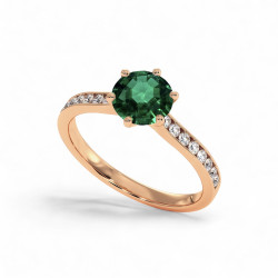 Solitaire &Eacute;meraude Mon Tr&eacute;sor - Or 18K et Diamants naturels