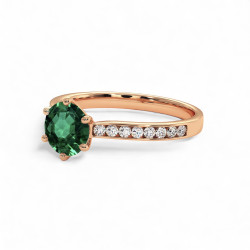 Solitaire &Eacute;meraude Mon Tr&eacute;sor - Or 18K et Diamants naturels