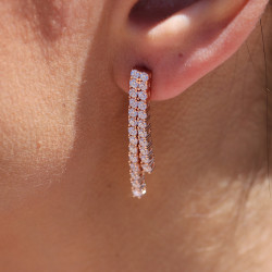 Druppel oorbellen Diamanten Promesse 2 Rijen - Celinni