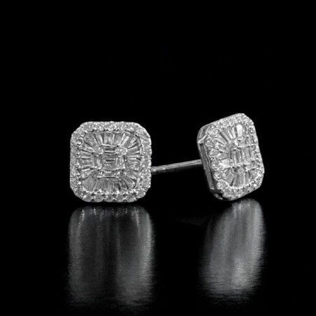 Vente Flash : Boucles d'oreilles MONA or blanc 18 carats avec diamants naturels