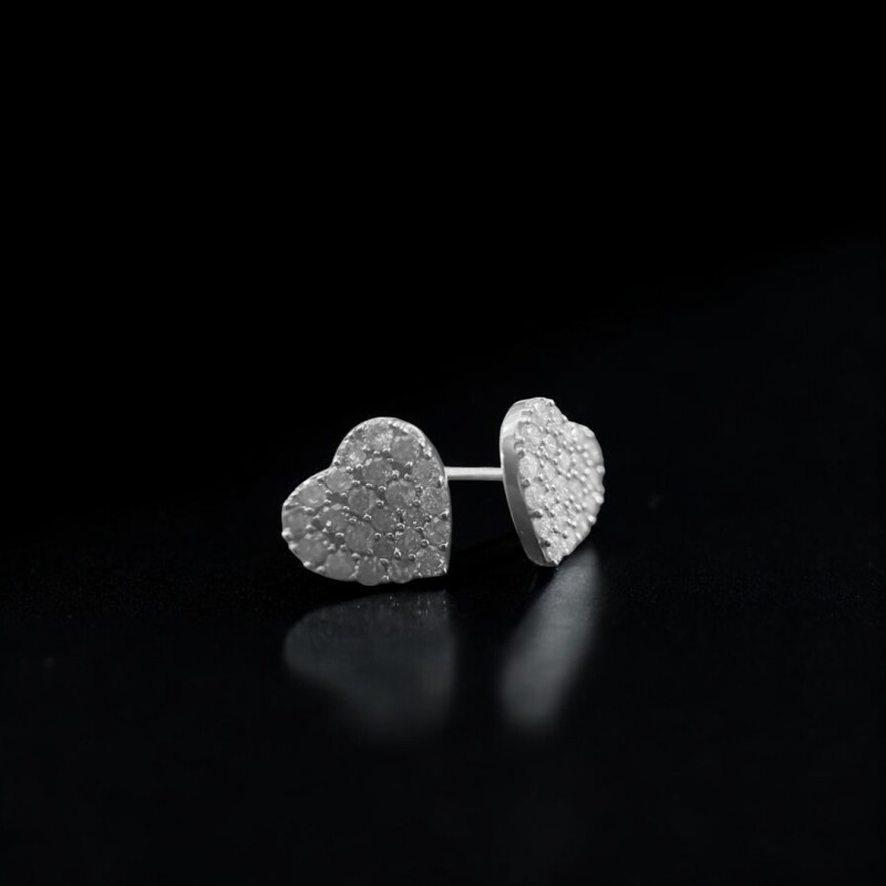 Vente Flash : Boucles d'oreilles EMY or blanc 18 carats avec diamants naturels