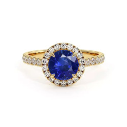 خاتم سوليتير دائري حياتي مع الياقوت الأزرق الطبيعي