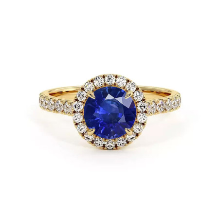 خاتم سوليتير دائري حياتي مع الياقوت الأزرق الطبيعي