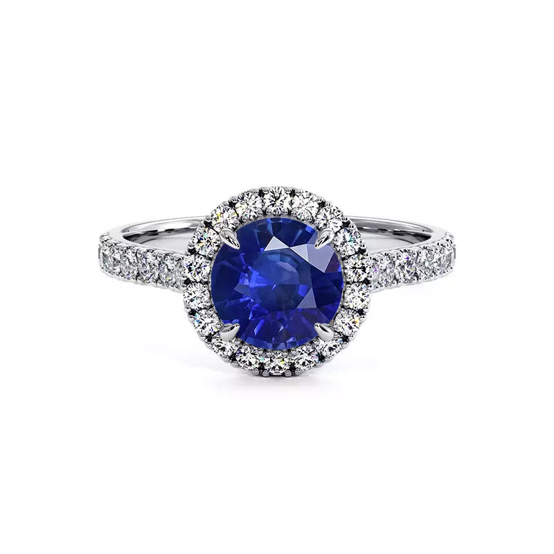 Anillo Solitaire Redondo Mi Vida Zafiro Natural