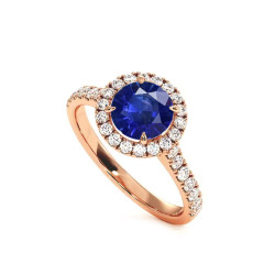 خاتم سوليتير دائري حياتي مع الياقوت الأزرق الطبيعي