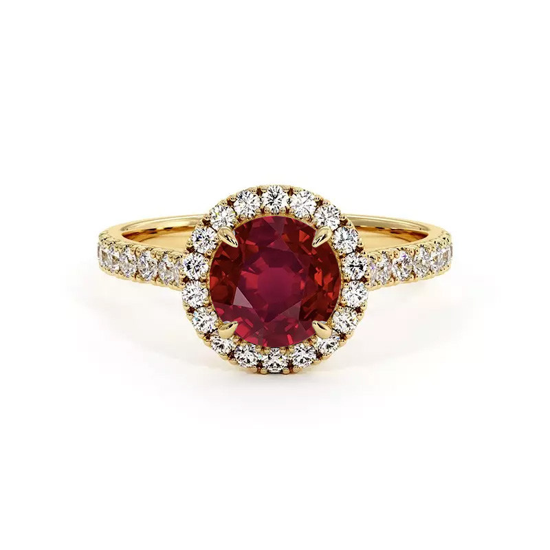 Celinni خاتم سوليتير دائري حياتي مع الياقوت الطبيعي – سوليتير