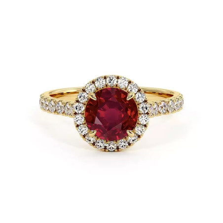 خاتم سوليتير دائري حياتي مع الياقوت الطبيعي