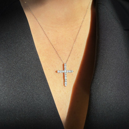 Flash-verkoop: Kruishanger 1 in 18K Witgoud met Natuurlijke Diamanten