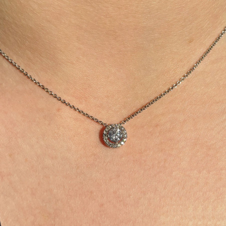 VENTE FLASH: Pendentif Diamants Rond Halo Ma Vie