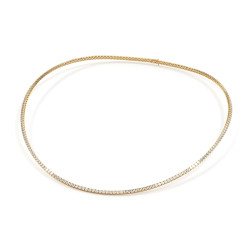 Natural Diamond Tennis Necklace in 18K Yellow Gold – Celinni