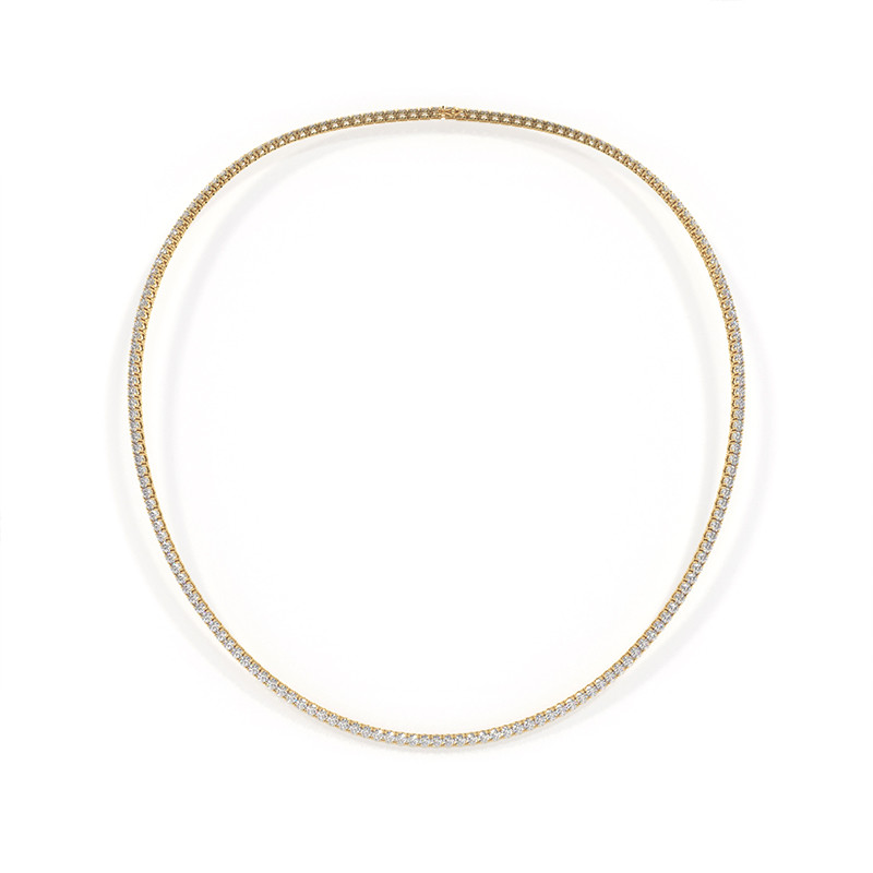 Natural Diamond Tennis Necklace in 18K Yellow Gold – Celinni
