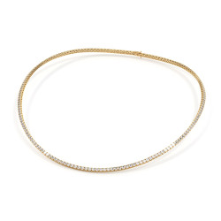 Natural Diamond Tennis Necklace in 18K Yellow Gold – Celinni