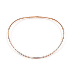Natural Diamond Riviera Necklace in 18K Rose Gold – Celinni