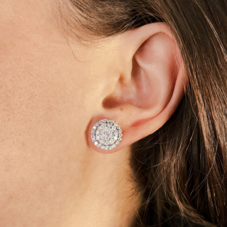 Vente Flash : Boucles d'oreilles Liora or blanc 18 carats avec diamants naturels