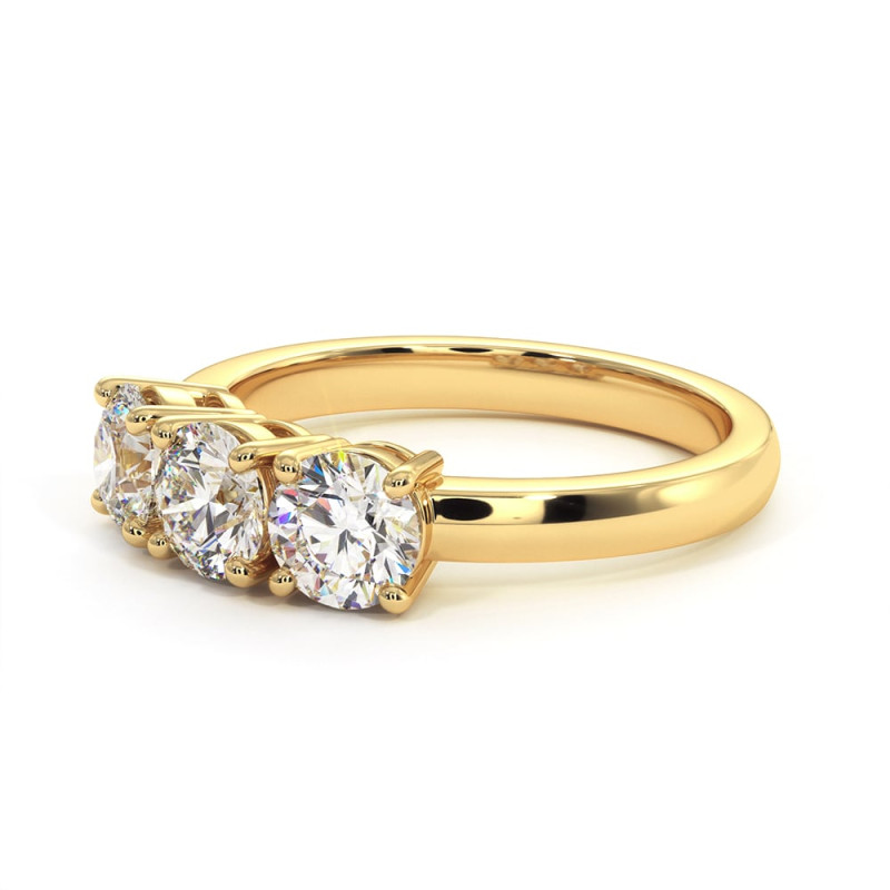 Bague De Fiançailles Solitaire Trilogie En Platine Pt950 Avec Diamants Et Moissanites - 4 Cts, Taille 54