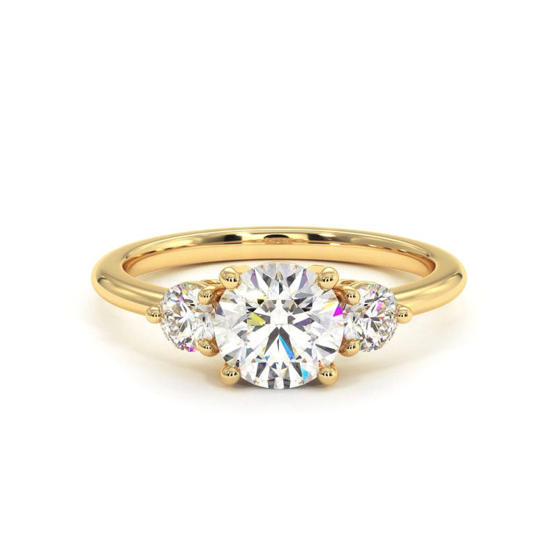 خاتم سوليتير ألماسة Promesse ثلاثي دائري l Celinni