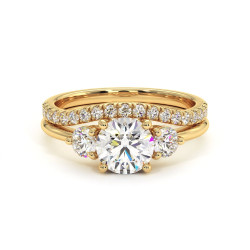 خاتم سوليتير ألماسة Promesse ثلاثي دائري l Celinni