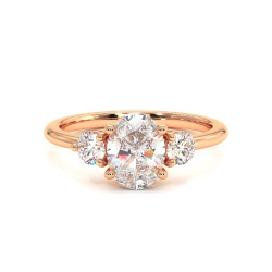 خاتم سوليتير ألماسة Promesse ثلاثي – بيضاوي ودائري l Celinni