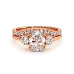 خاتم سوليتير ألماسة Promesse ثلاثي – بيضاوي ودائري l Celinni