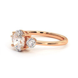 خاتم سوليتير ألماسة Promesse ثلاثي – بيضاوي ودائري l Celinni