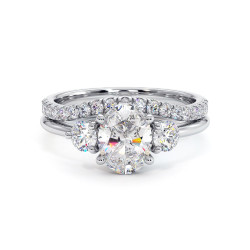 خاتم سوليتير ألماسة Promesse ثلاثي – بيضاوي ودائري l Celinni